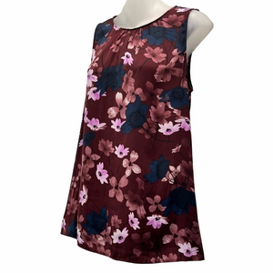 JOE Fresh burgundy floral sleeveless blouse size small